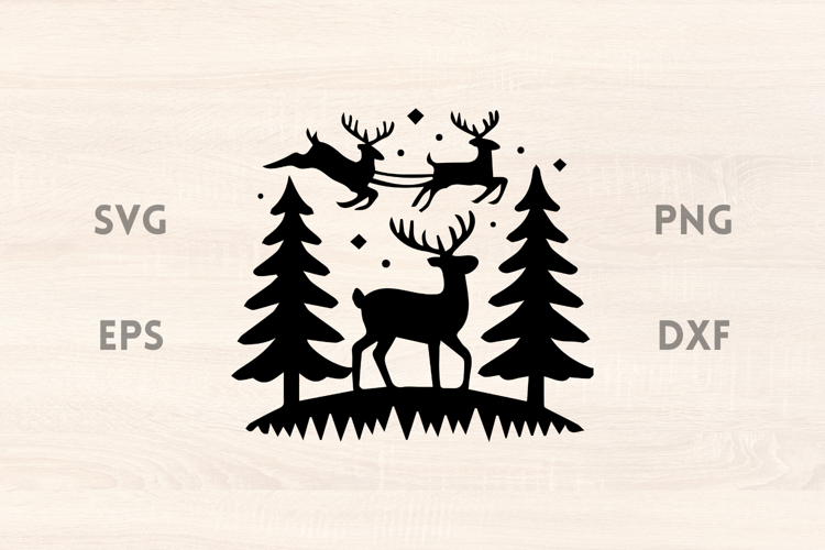 Reindeers with Fir Trees SVG