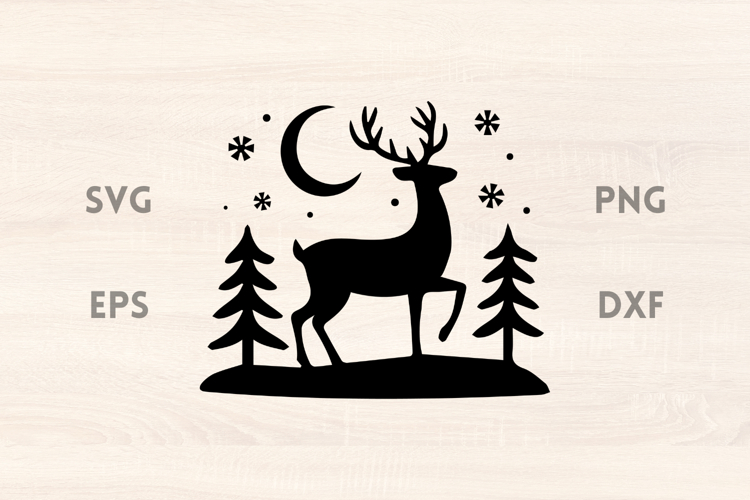 Reindeers with Moon SVG