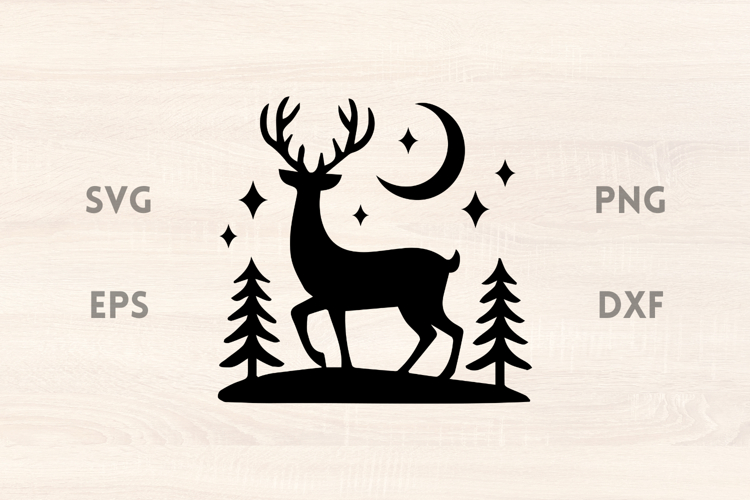 Reindeers with Moon and Stars SVG
