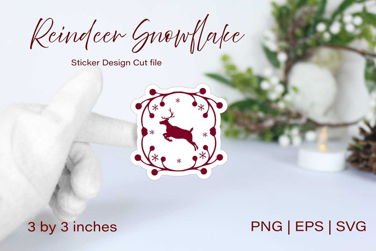 Single Reindeer Christmas Sticker Design | SVG | PNG| EPS