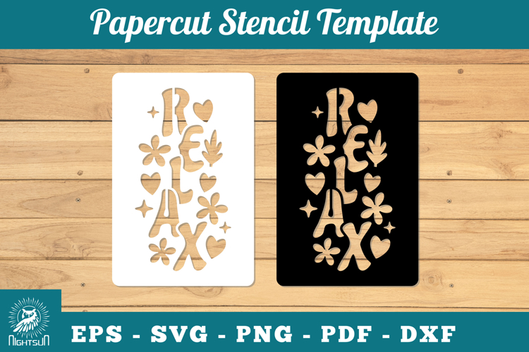 Relax Papercut Stencil SVG