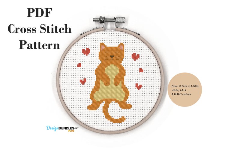 Relaxing Cat Cross Stitch Pattern PDF File example image 1