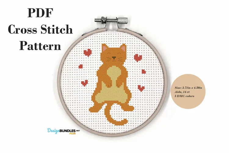 Relaxing Cat Cross Stitch Pattern PDF File