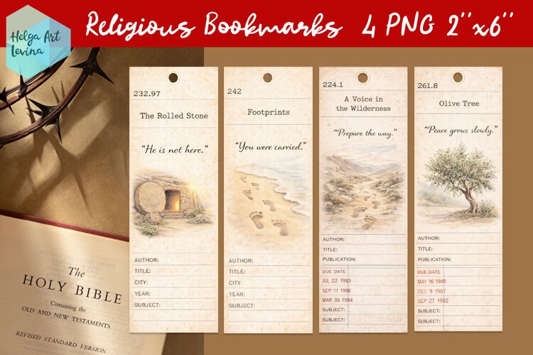 Religious Bookmarks. Christian quotes PNG example image 1