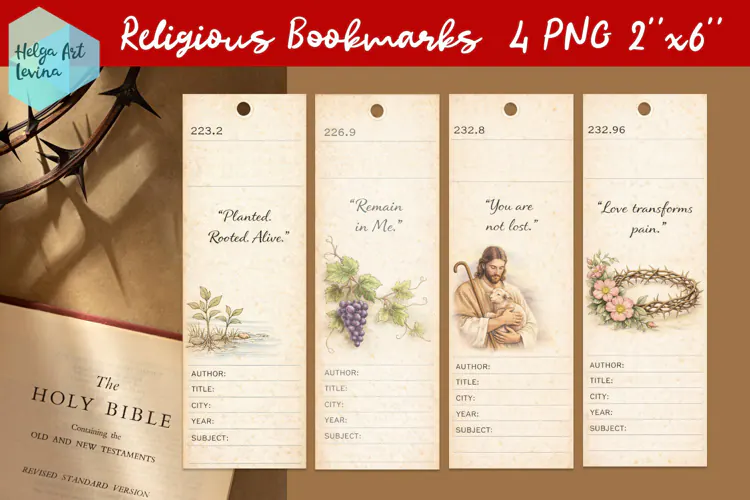 Religious Bookmarks. Christian quotes PNG