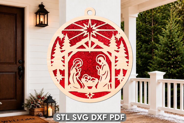 Religious Christmas Ornament SVG example image 1