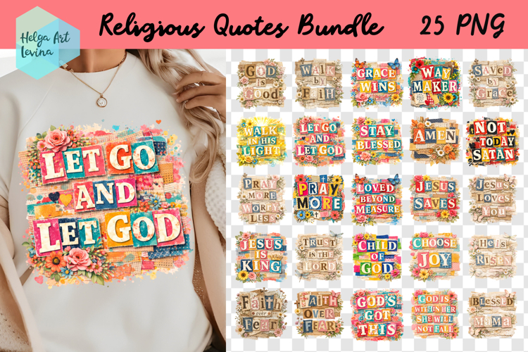 Religious Quote Collage. Clipart Bundle