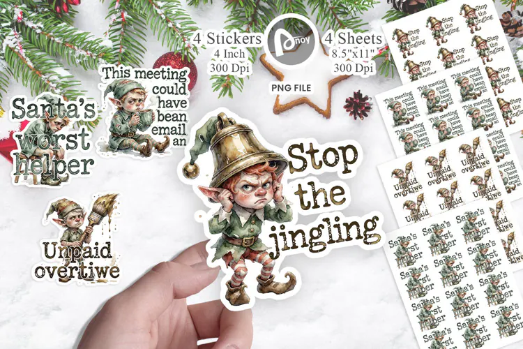 Reluctant Christmas Elves Sticker