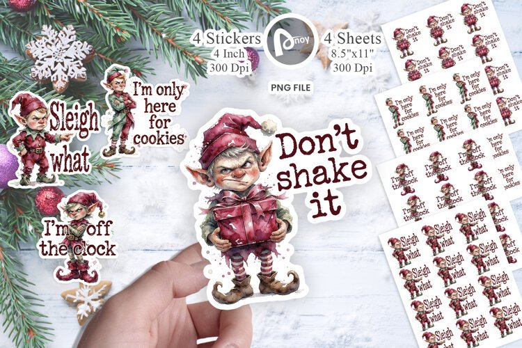 Reluctant Christmas Elves Sticker example image 1