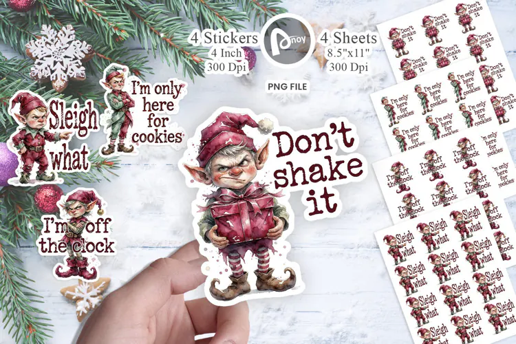 Reluctant Christmas Elves Sticker