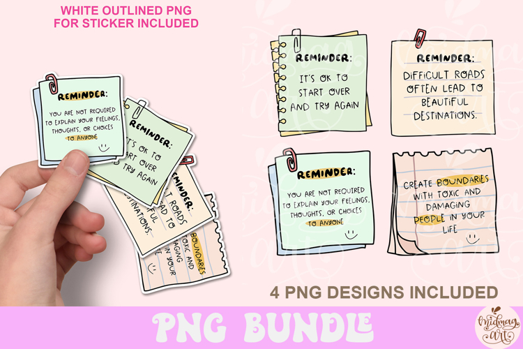 Reminder Png Bundle, Positive Quotes Png Designs