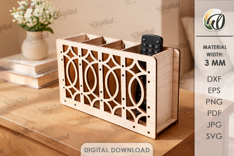 Remote Control Holder Laser Cut. Storage Box SVG
