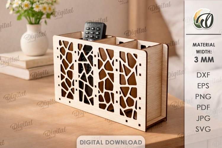 Remote Control Holder Laser Cut. Storage Box SVG