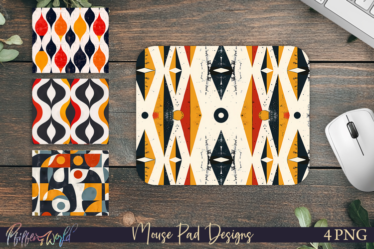 Retro Geometric Mouse Pads | Geometric Desk Accessories