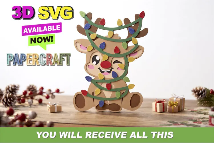 Adorable Reindeer Wrapped in Christmas Lights