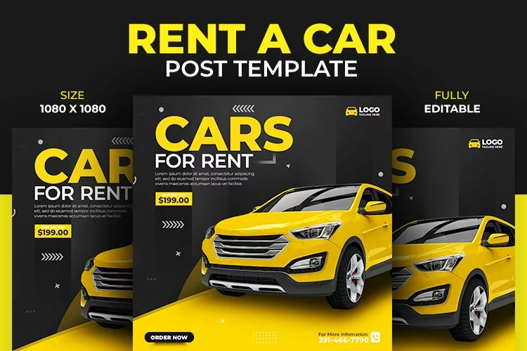 Rent a Car Instagram or Facebook Social Media Post Template
