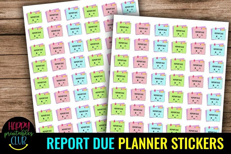 Report Due Planner Stickers I School Planner Stickers