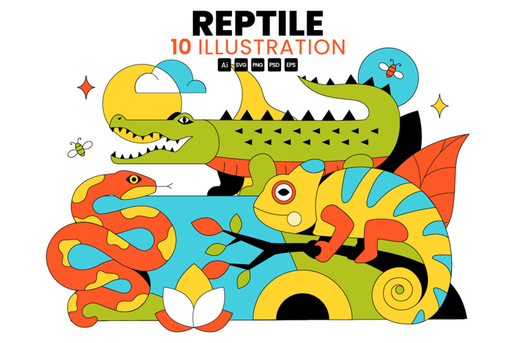 10 Reptile Animals Illustration