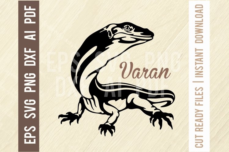 Varan Svg, Reptiles amphibians Stencil, SVG Cut File example image 1