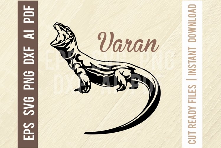 Varan Svg, Reptiles amphibians Stencil, SVG Cut File example image 1