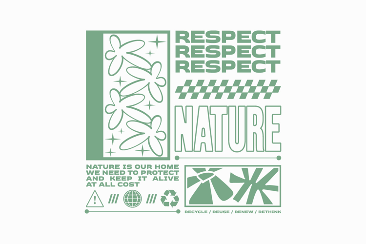 Respect Nature Sustainability Streetwear T-shirt Design