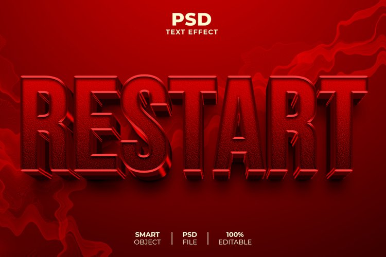 Restart 3D editable text effect example image 1