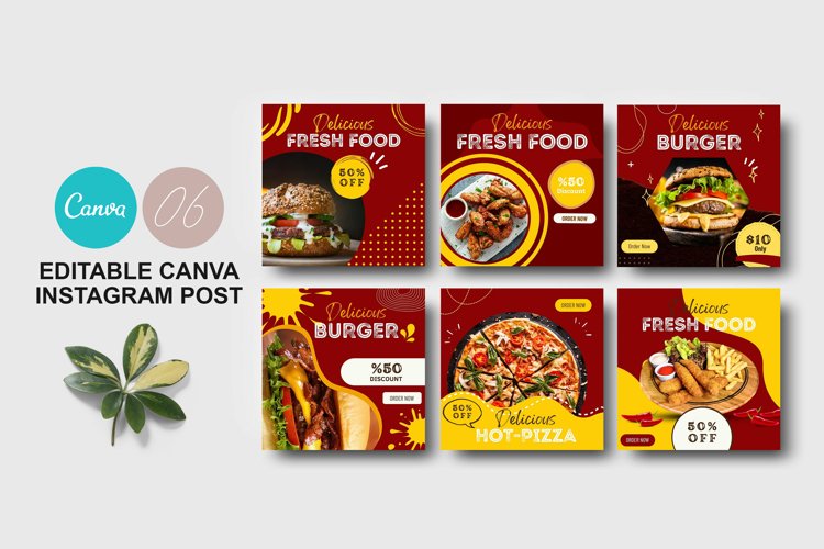 Editable Canva Restaurant Instagram Post Templates example image 1