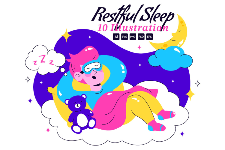 10 Restful Sleep Vector Illustration