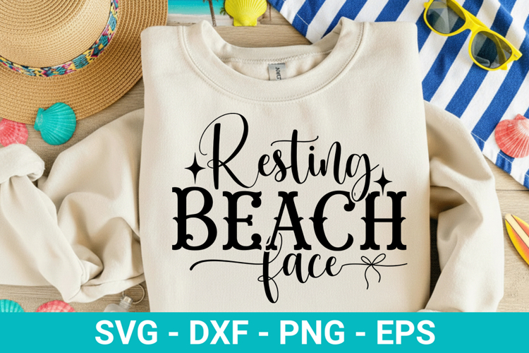 Resting Beach Face - Beach SVG Design