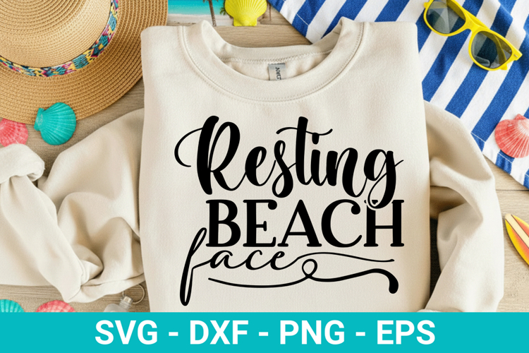 Resting Beach Face - Beach SVG Design