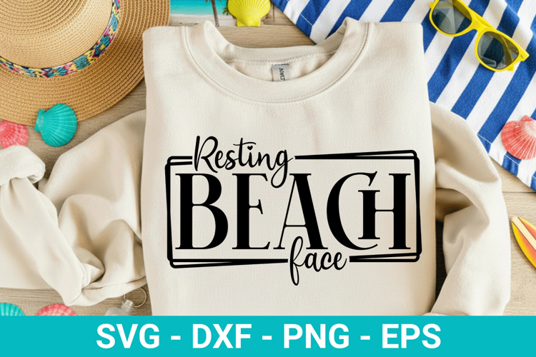 Resting Beach Face - Beach SVG Design