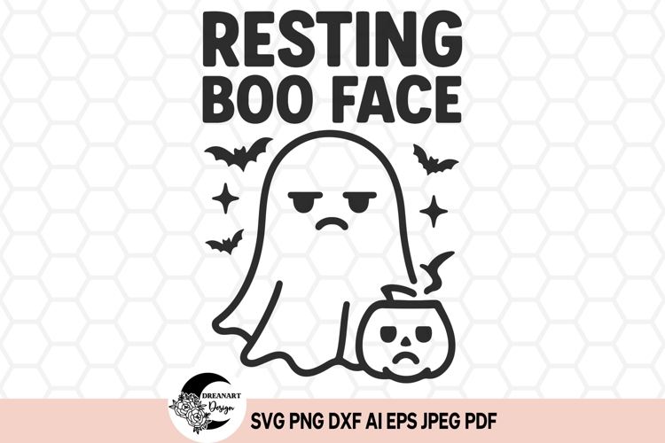 Resting Boo Face SVG design | Halloween Ghost SVG & Clipart