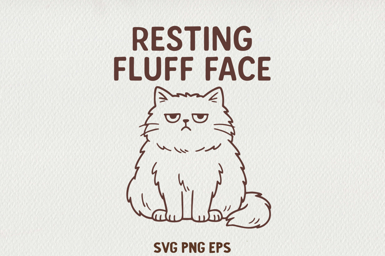 Sarcastic Cat Illustration Funny Lazy Line Art Kitty SVG PNG