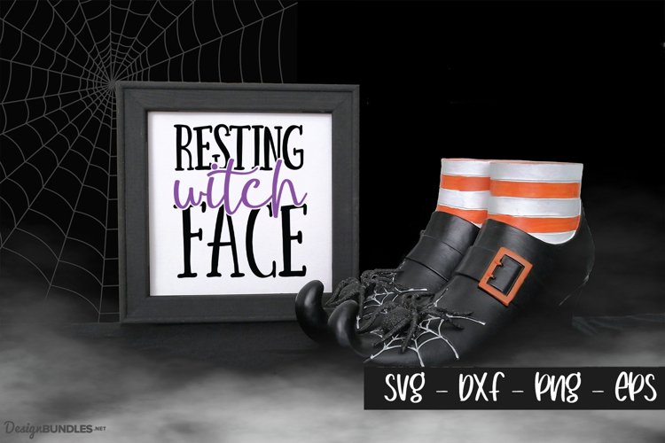 Resting Witch Face Halloween SVG Cut file example image 1