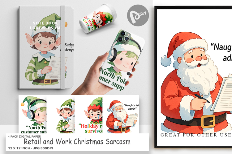 Digital Paper Retail and Work Christmas Sarcasm Quotes