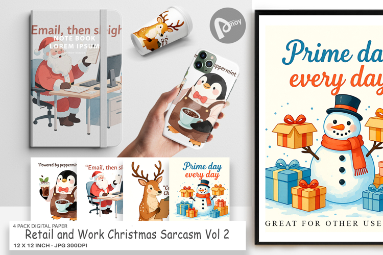 Digital Paper Retail and Work Christmas Sarcasm Quotes