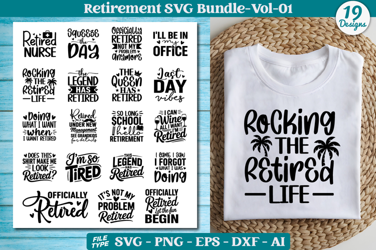 Retirement SVG Bundle, Funny & Inspirational Quotes