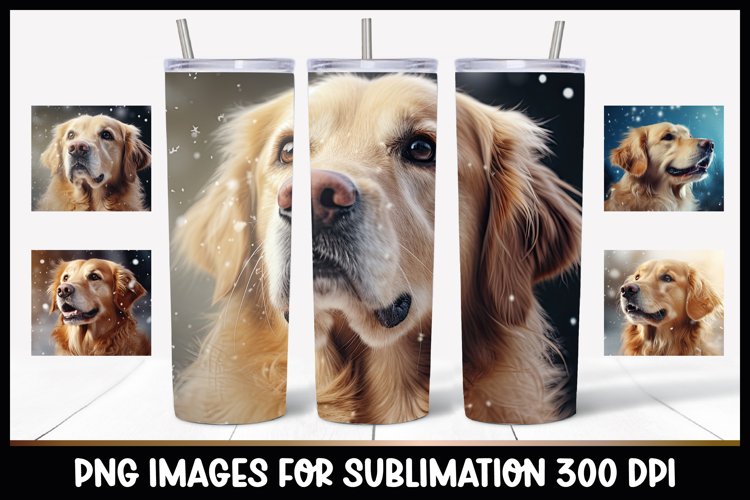 Winter Golden Retrier Tumbler Sublimation I Dog Tumbler