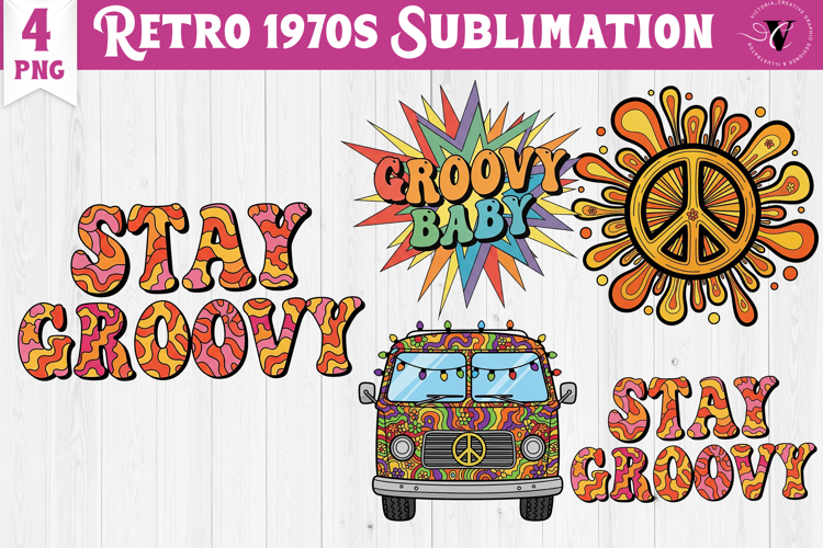 Vintage vibe 1970 clipart | Retro groovy Hippie PNG