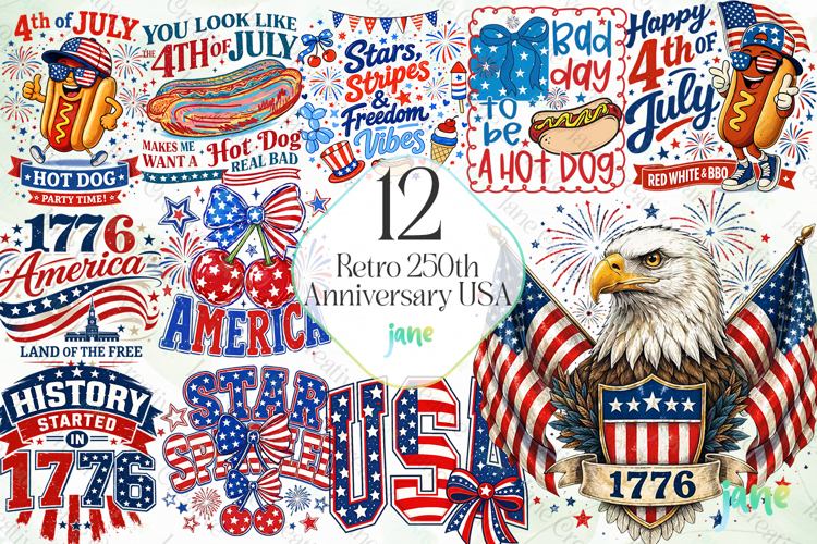 Retro 250th Anniversary USA Png Clipart