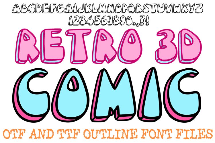 Retro 3D Comic Font Vintage Cartoon Written Lettering ABC