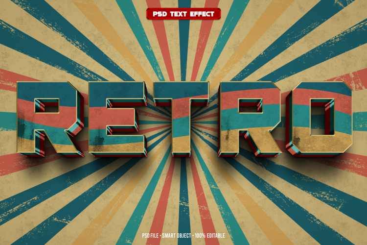 Retro 3D editable text effect