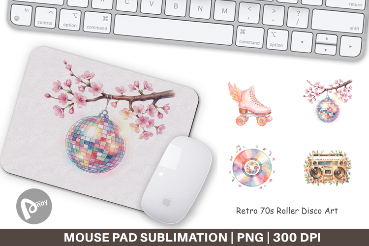 Retro 70s Roller Disco Art Mouse Pad