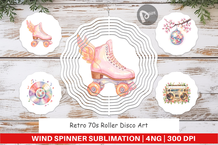 Retro 70s Roller Disco Wind Spinner