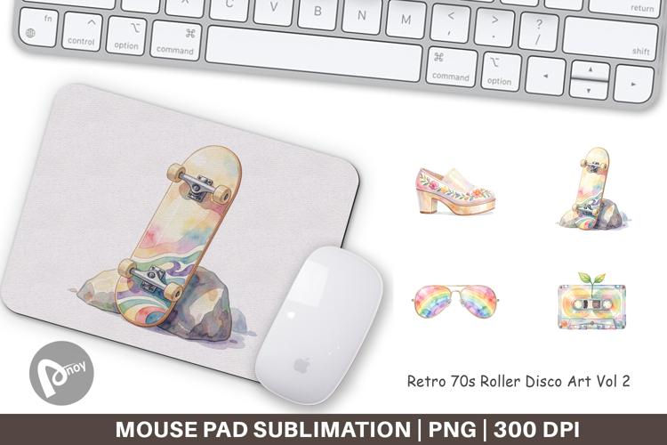 Retro 70s Roller Disco Art Mouse Pad