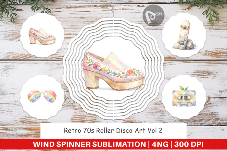 Retro 70s Roller Disco Wind Spinner
