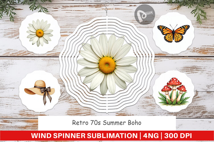 Retro 70s Summer Boho Wind Spinner example image 1
