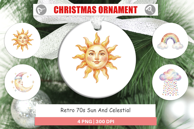 Retro 70s Sun Celestial Ornament