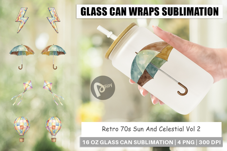 Retro 70s Sun Celestial Glass Can