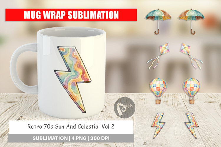 Retro 70s Sun Celestial Mug Wrap